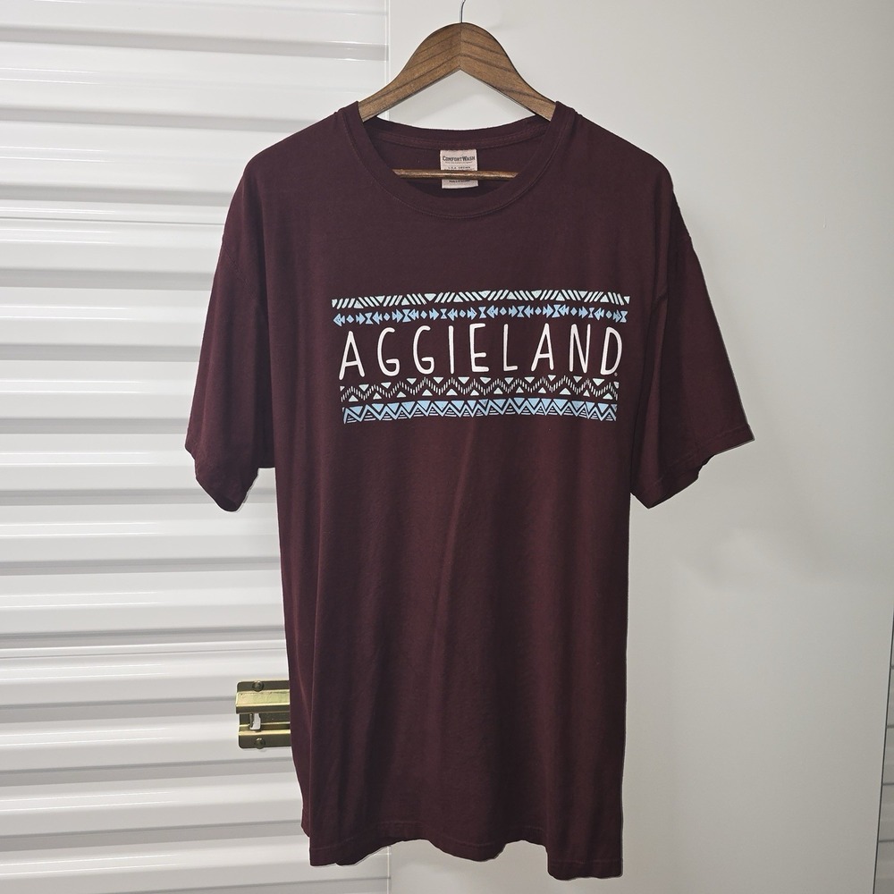 Texas A&M Aggieland T Shirt XL Maroon ComfortWash 12th Man Hanes